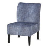 Benzara Wooden Armless Accent Chair with Fabric Upholstery, Blue BM207211 Blue Wood and Fabric BM207211