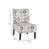 Benzara Wooden Armless Accent Chair with Fabric Upholstery, Multicolor BM207214 Multicolor Wood and Fabric BM207214