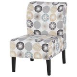Wooden Armless Accent Chair with Fabric Upholstery, Multicolor