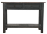 Benzara Wooden Sofa Table with 2 Drawers and Bottom Shelf, Brown and Black BM207221 Brown and Black Wood BM207221