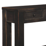 Benzara Wooden Sofa Table with Four Drawers and One Shelf, Weathered Black BM207222 Black Wood BM207222