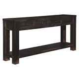 Wooden Sofa Table with Four Drawers and One Shelf, Weathered Black