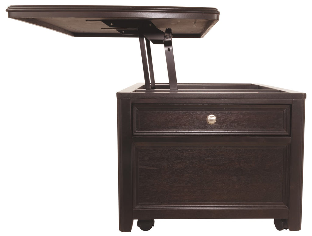Benzara Wooden Lift Top Coffee Table with Four Drawers and Casters, Brown BM207229 Brown Wood BM207229