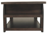 Benzara Wood and Metal Lift Top Coffee Table with Open Shelf, Brown BM207230 Brown Wood and Metal BM207230