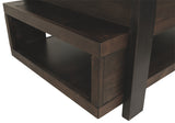 Benzara Wood and Metal Lift Top Coffee Table with Open Shelf, Brown BM207230 Brown Wood and Metal BM207230