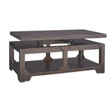 Benzara Wooden Lift Top Coffee Table with One Open Shelf, Brown BM207231 Brown Wood BM207231