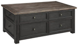 Benzara Wooden Lift Top Coffee Table with Drawers and Caster, Black and Brown BM207232 Black and Brown Wood BM207232