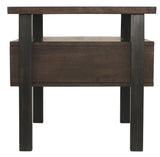 Benzara Wooden End Table with Power Outlets and USB Ports, Brown BM207234 Brown Wood and Veneer BM207234