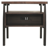 Benzara Wooden End Table with Power Outlets and USB Ports, Brown BM207234 Brown Wood and Veneer BM207234