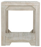 Benzara Farmhouse Style Wooden End Table with Plank Design Open Shelf, White BM207236 White Wood BM207236