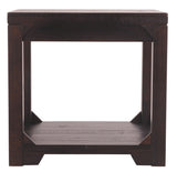 Benzara Rough Sawn Textured Wooden End Table with One Shelf, Brown BM207237 Brown Wood BM207237