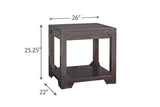 Benzara Rough Sawn Textured Wooden End Table with One Shelf, Brown BM207237 Brown Wood BM207237