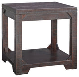 Rough Sawn Textured Wooden End Table with One Shelf, Brown