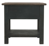 Benzara Wooden End Table with One Drawer and One Shelf, Brown and Black BM207238 Brown and Black Wood BM207238