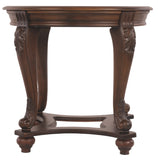 Benzara Wooden Round End Table with Cabriole Legs and Glass Top, Brown BM207239 Brown Wood and Glass BM207239