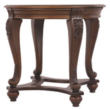 Benzara Wooden Round End Table with Cabriole Legs and Glass Top, Brown BM207239 Brown Wood and Glass BM207239