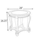 Benzara Wooden Round End Table with Cabriole Legs and Glass Top, Brown BM207239 Brown Wood and Glass BM207239