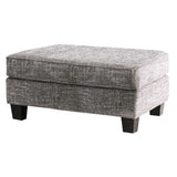Benzara Fabric Upholstered Wooden Ottoman with Tapered Legs, Gray BM207290 Gray Solid Wood and Fabric BM207290