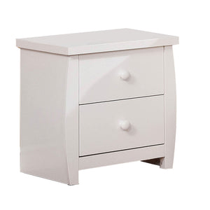 Benzara Wooden Nightstand with 2 Drawers and Curved Sides, White BM207309 White Wood and Veneer BM207309