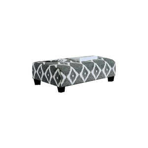 Benzara Rectangular Shape Burlap Upholstered Ottoman with Diamond Pattern, Gray BM207349 Gray Solid wood, Burlap weave BM207349