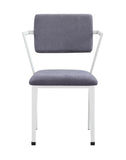 Benzara Metal Chair with Fabric Upholstery and Straight Legs, Gray and White BM207434 Gray and White Metal and Fabric BM207434