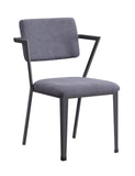 Benzara Metal Chair with Fabric Upholstered Seat and Back, Gray BM207438 Gray Metal and Fabric BM207438