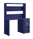 Metal Base Dusk and Hutch with Storage Space and Recessed Panels, Blue