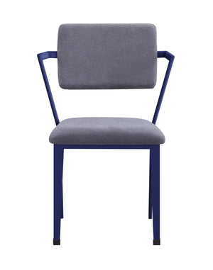 Benzara Fabric Upholstered Metal Base Chair with Flared Armrest, Blue and  Gray BM207442 Gray Metal and Fabric BM207442