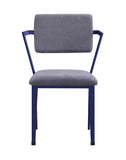 Fabric Upholstered Metal Base Chair with Flared Armrest, Blue and  Gray