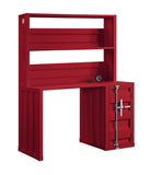 Industrial Style Desk and Hutch and Storage Space with Recessed Panel, Red