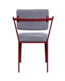 Benzara Fabric Upholstered Metal Base Chair with Flared Armrest, Red and Gray BM207446 Gray Metal and Fabric BM207446