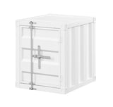 Benzara Industrial Style Metal Cargo End Table with Openable Door, White BM207464 White Metal BM207464