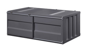 Benzara Industrial Style Metal Cargo Coffee Table with Openable Door, Black BM207465 Gray Metal BM207465