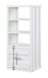 Benzara Industrial Style Metal Left Side Pier with 3 Open Shelves, White BM207475 White Metal BM207475