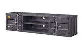 Benzara Industrial Container Style TV Stand with Two Open Shelves, Gray BM207477 Gray Metal BM207477