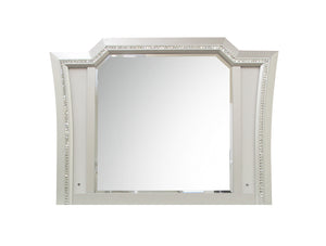 Benzara Elegant Mirror with Crystal Sparkling Trim and Led Lights, Silver BM207487 Silver Wood and Mirror BM207487