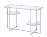 Benzara Contemporary Metal Sofa Table with Glass Top, Silver and Clear BM207516 Silver and Clear Glass, Mirror and Metal BM207516