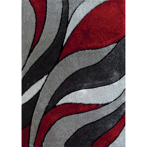Benzara 84 X 60 Inches Polyester Rug with Abstract Petal Print, Gray and Red BM207805 Gray and Red Polyester and Jute BM207805