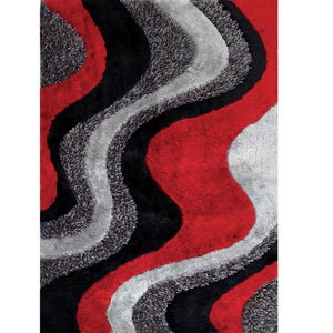 Benzara 84 X 60 Inches Polyester Rug with Streamline Flow Print and Shaggy Texture,Multicolor BM207808 Multicolor Polyester and Cotton BM207808