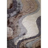 84 X 60 Inches Rug with Streamline Flow Print and Shaggy Texture, Brown and Gray