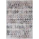 90 X 63 Inches Fabric Power Loomed Rug with Chevron and Diamond Print, Beige and Gray