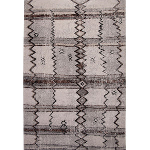 Benzara 90 X 63 Inches Fabric Power Loomed Rug with Chevron and Diamond Print, Black and Gray BM207815 Black and Gray Fabric BM207815