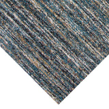 Benzara 90 X 63 Inches Fabric Power Loomed Rug with Horizontal Stripes Print, Blue BM207816 Blue Fabric BM207816