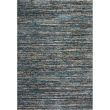90 X 63 Inches Fabric Power Loomed Rug with Horizontal Stripes Print, Blue