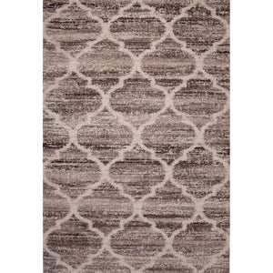 Benzara 90 X 63 Inches Fabric Power Loomed Rug with Quatrefoil Print, Brown and Beige BM207819 Brown Fabric BM207819
