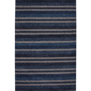 Benzara 90 X 63 Inches Fabric Power Loomed Rug with Horizontal Arrow Print, Blue and White BM207821 Blue and White Fabric BM207821