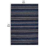 Benzara 90 X 63 Inches Fabric Power Loomed Rug with Horizontal Arrow Print, Blue and White BM207821 Blue and White Fabric BM207821