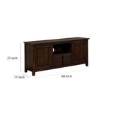 Benzara Wooden TV Stand with 2 Storage Cabinets and Chamfered Legs, Brown BM207952 Brown Solid Wood and Veneer BM207952