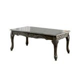 Benzara 3 Piece Table Set with Cabriole Legs and Wooden Floral Motifs, Gray BM207976 Gray Solid Wood and Veneer BM207976