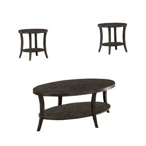 Benzara Transitional Style 3 Piece Wooden Table Set with Flared Legs, Gray BM207999 Gray Solid Wood and Veneer BM207999